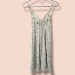 Victoria's Secret Vintage Green Paisley Floral 100% Silk Mini Slip Dress SM